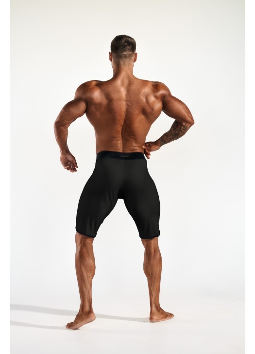 Men's Physique Shorts - Shiny Black (bottom borders)